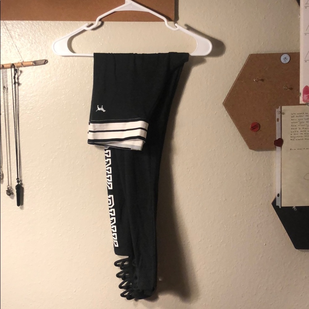 Pink Gray cutout leggings